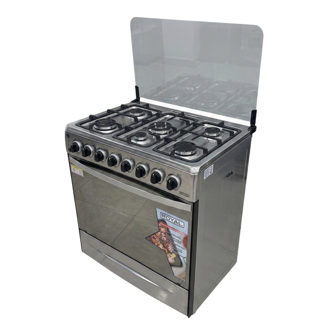 Cocina a Gas 6 Hornillas (30" / 76 cm) Con Gratinador y Girasador Acero Inoxidable Royal