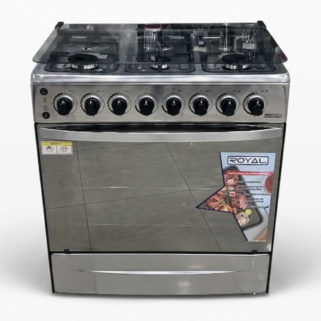 Cocina a Gas 6 Hornillas (30" / 76 cm) Con Gratinador y Girasador Acero Inoxidable Royal