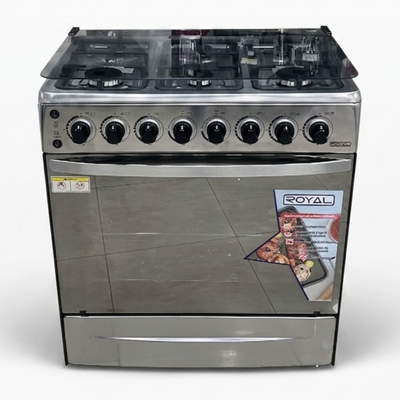 Cocina a Gas 6 Hornillas (30" / 76 cm) Con Gratinador y Girasador Acero Inoxidable Royal