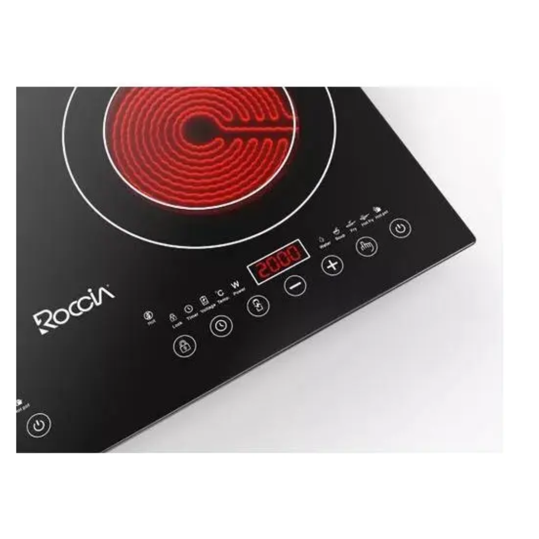Cocina Infrarroja 2 Hornillas Vitrocerámica 4000Watts Digital  Roccia