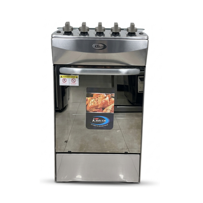 Cocina 4H a Gas Acero INOX Tapa De Vidrio Khaled