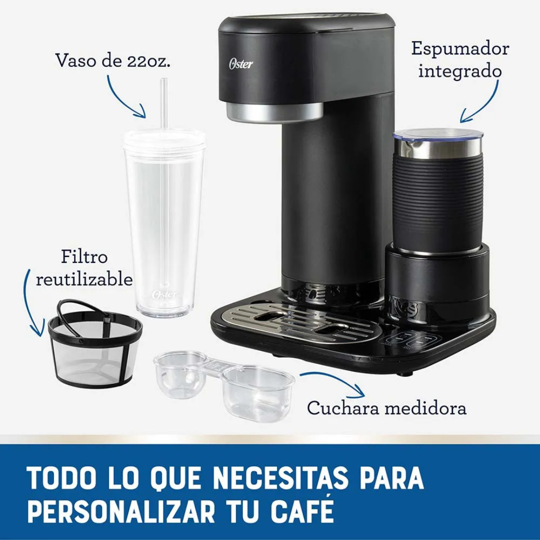 Cafetera Latte 4 en 1, Con Espumador Caliente y Frio OSTER