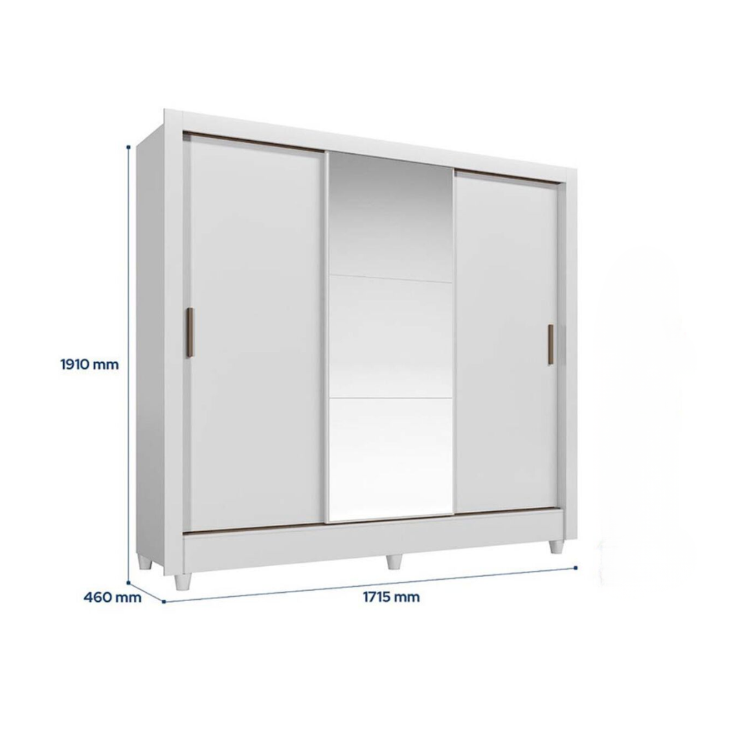 Closet 3 Puerta Con Espejo Moderno Blanco Onessta Francia