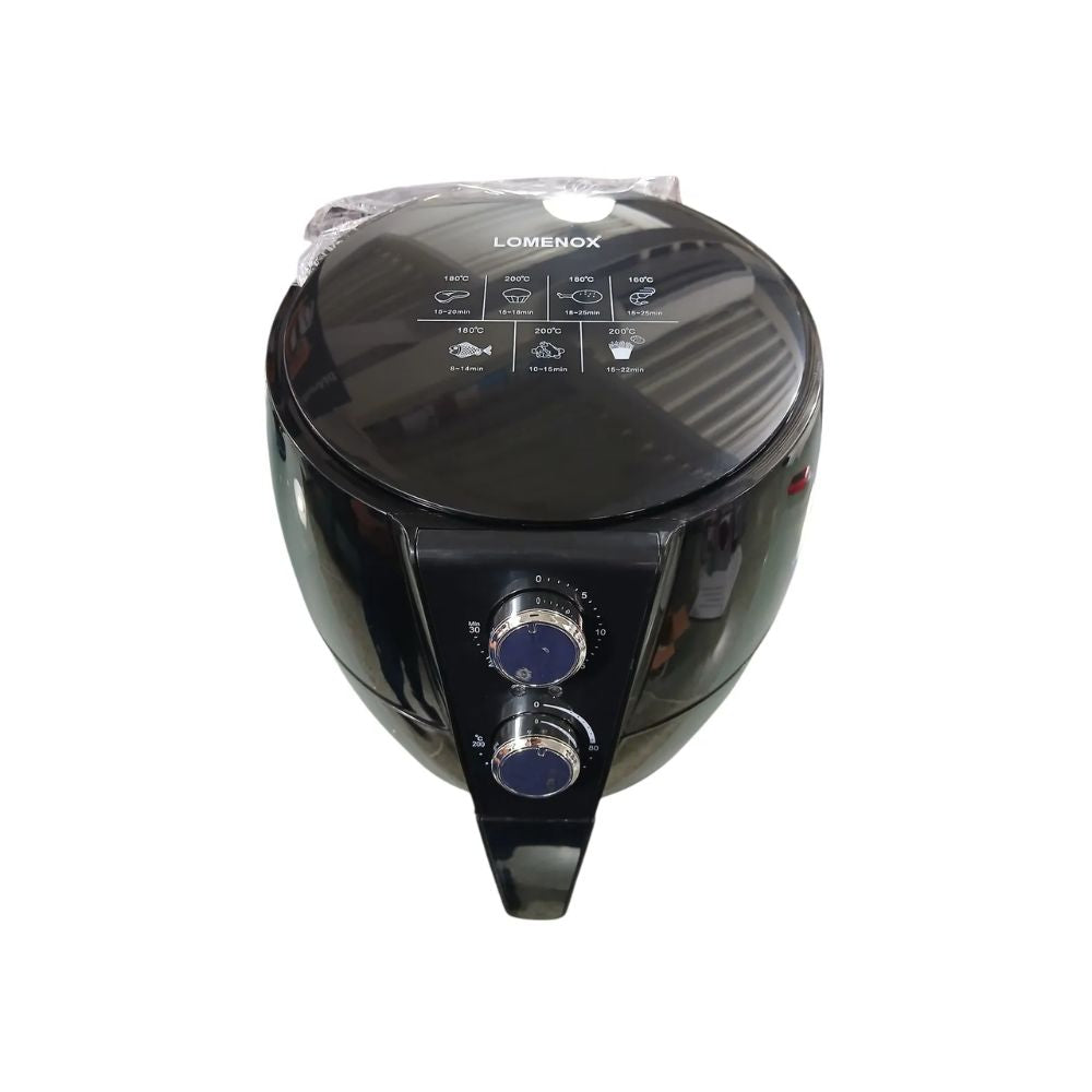 Freidora de Aire 6 Litros 1800W Negra Con Perilla Lomenox