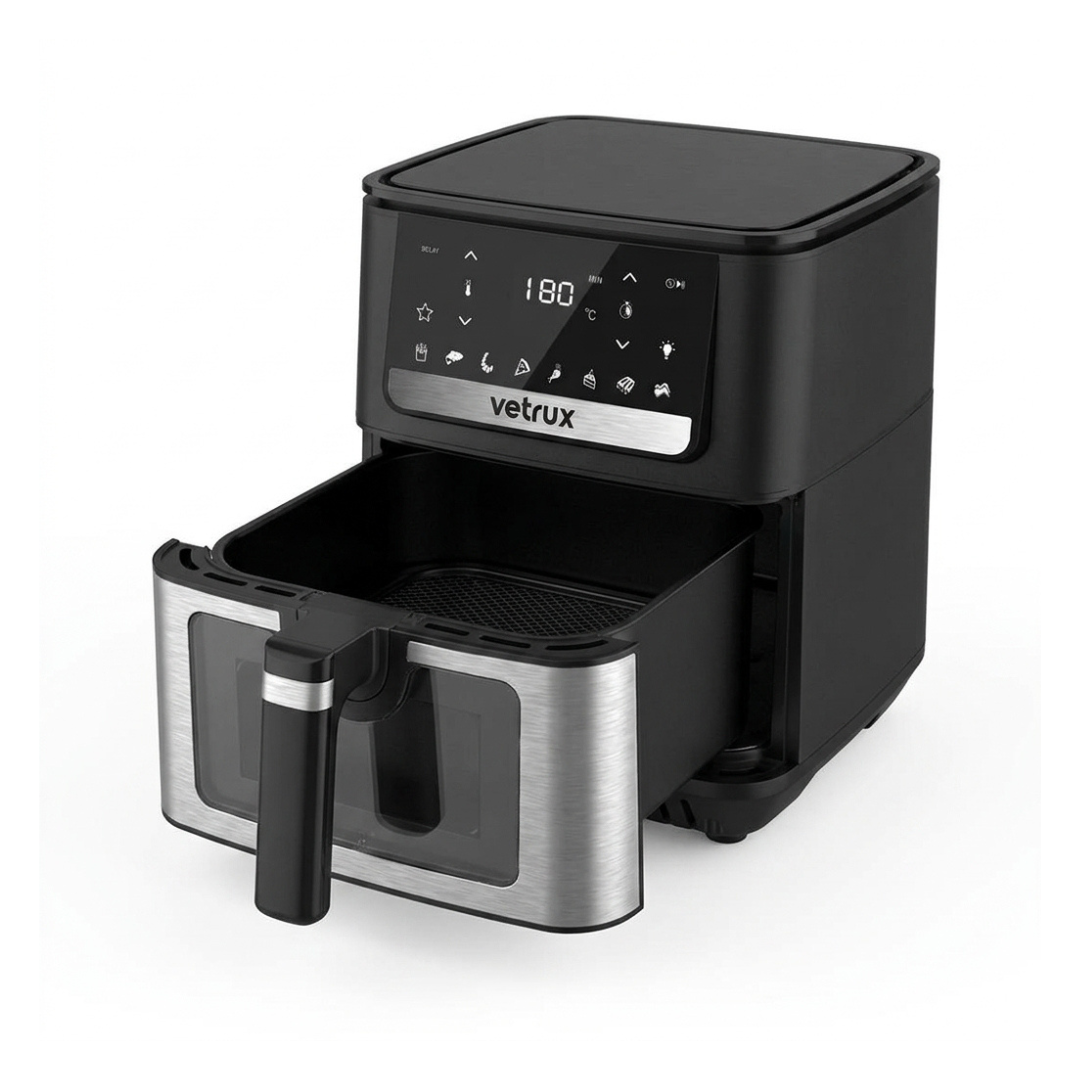 Freidora De Aire Con Visor 6.5 Litros Acero Negro VETRUX