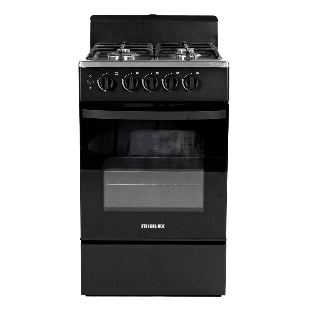 Cocina a Gas 20" 4 Hornillas Acero Inoxidable Negra Frigilux