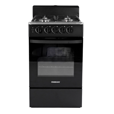 Cocina a Gas 20" 4 Hornillas Acero Inoxidable Negra Frigilux