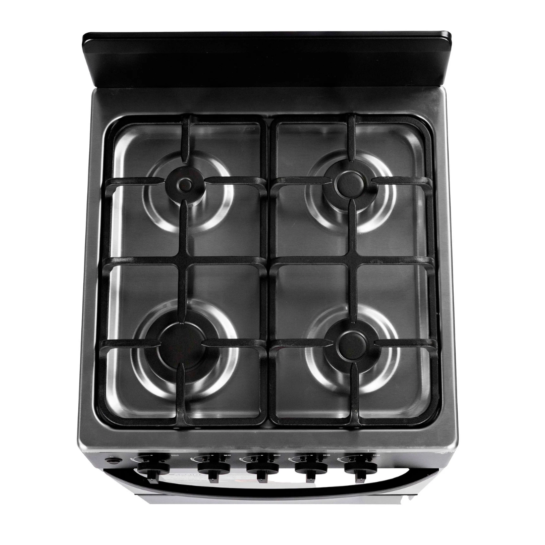 Cocina a Gas 20" 4 Hornillas Acero Inoxidable Negra Frigilux