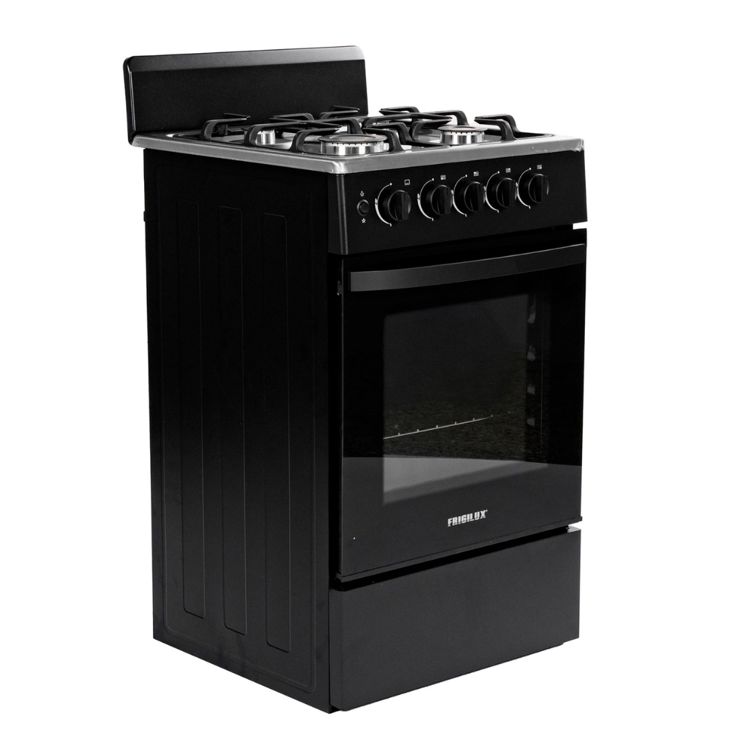 Cocina a Gas 20" 4 Hornillas Acero Inoxidable Negra Frigilux