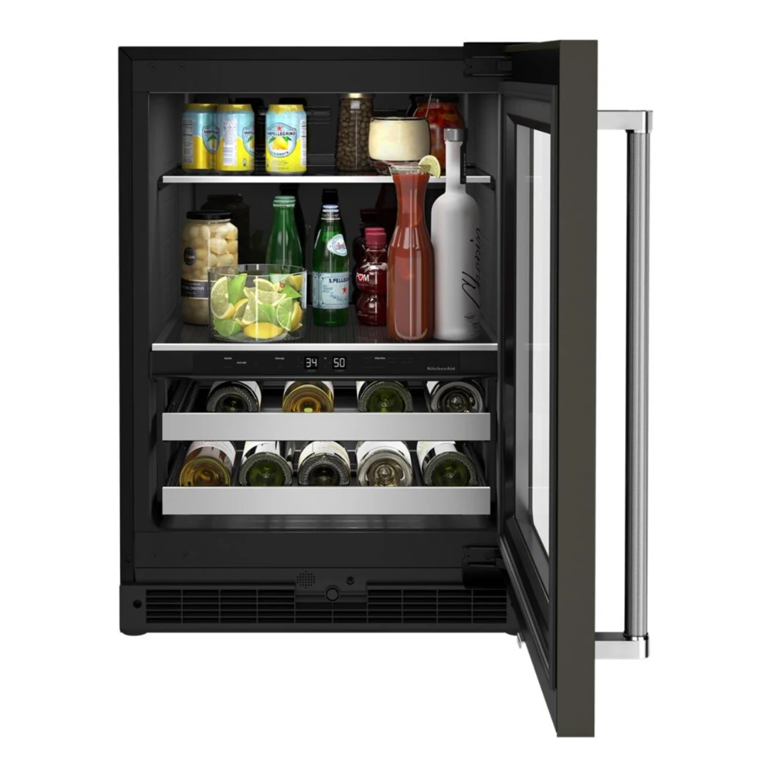 Centro de Bebida de Lujo 24"Negro Con Apertura a la Derecha Kitchenaid