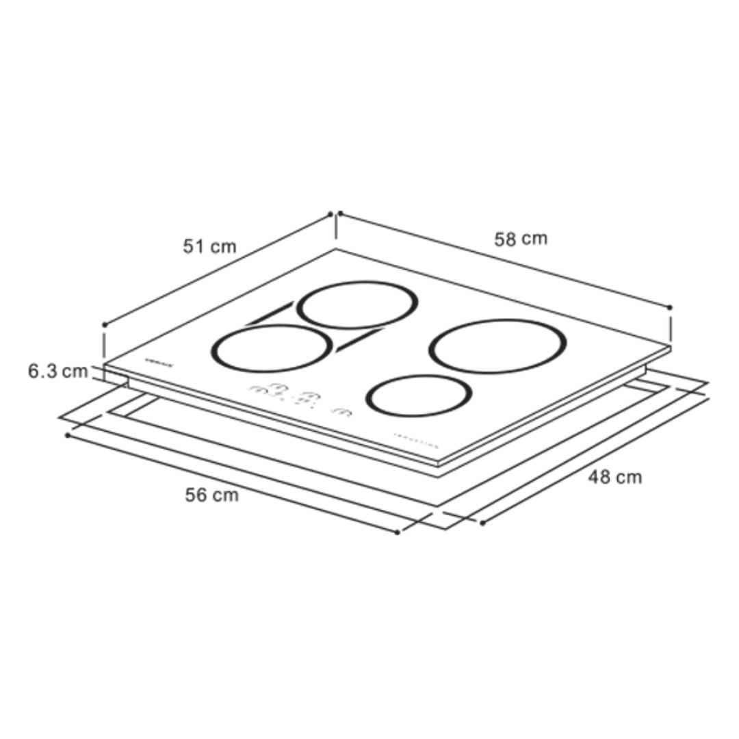 Tope de Cocina de Inducción – Inducta Black 60 Vetrux