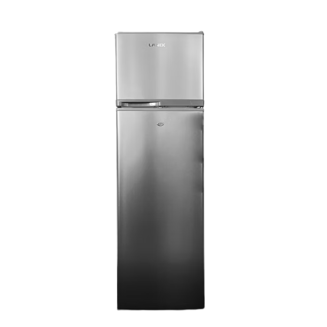 Nevera Top Mount 168 Litros Acero Inoxidable 2 Puertas y Llave  Lanix