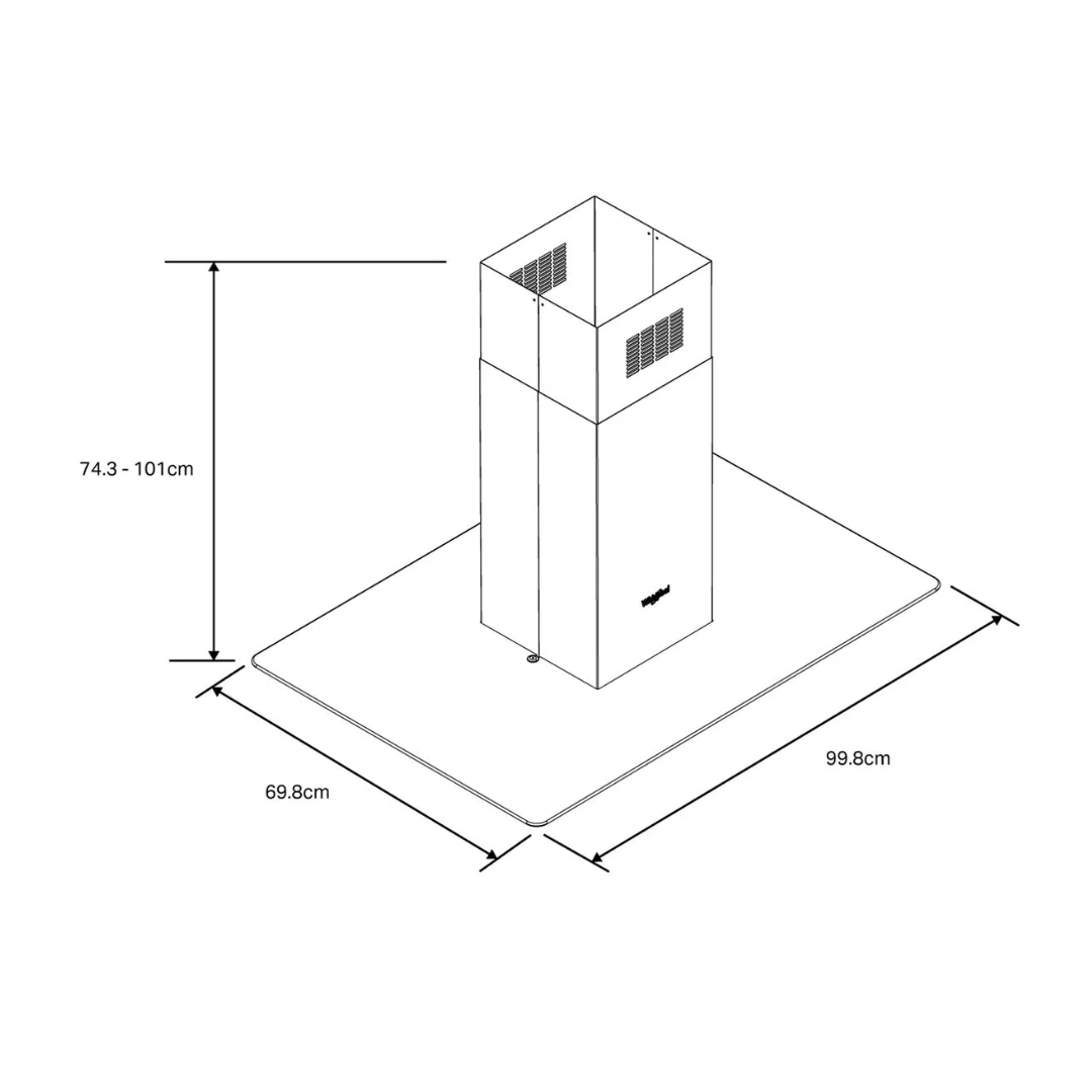 Campana de Isla Decorativa Acero Vidrio 100 cm Whirlpool