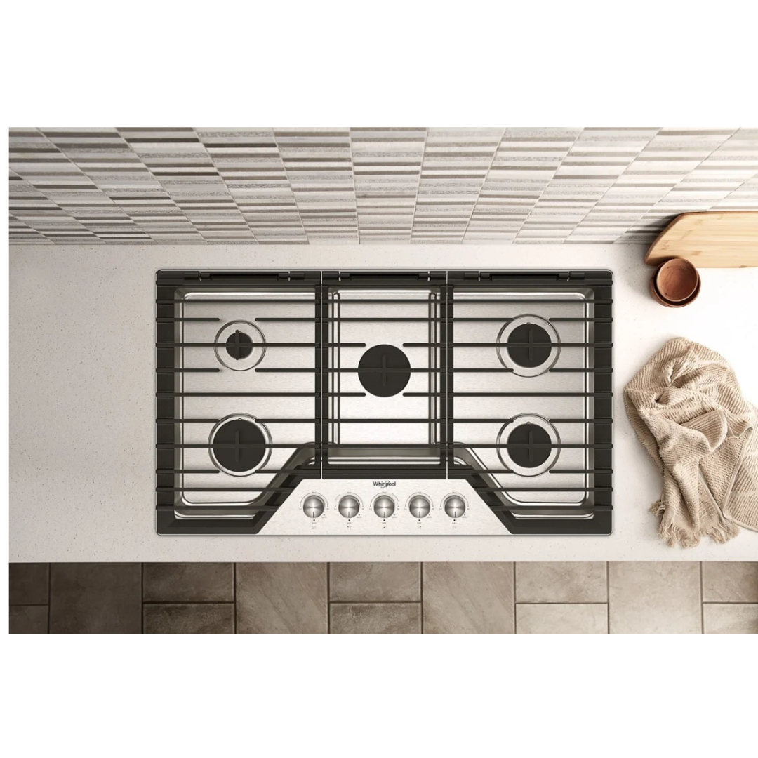 Tope a Gas 5 Hornillas Acero Inoxidable 36" CON EZ-2-Lift™ Whirlpool