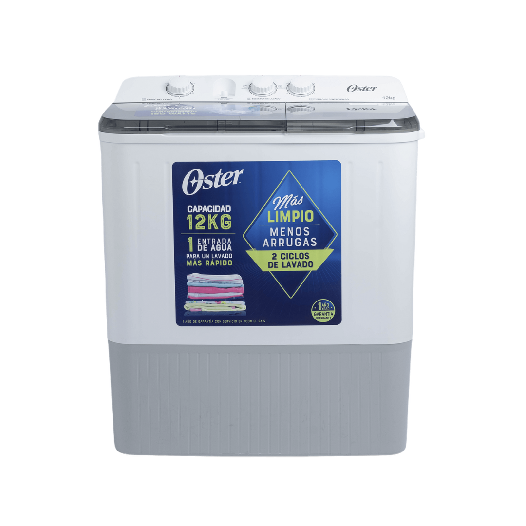 Lavadora Semiautomática Doble Tina  12Kg Blanca Oster