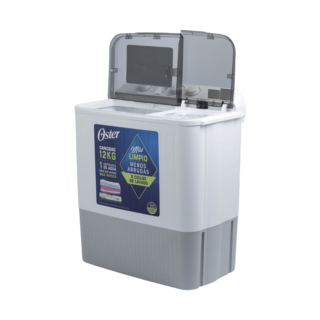 Lavadora Semiautomática Doble Tina  12Kg Blanca Oster