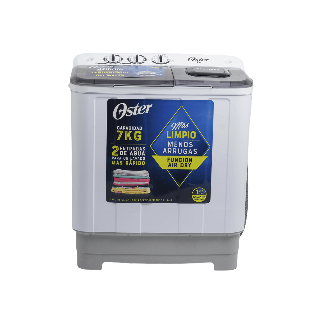 Lavadora Semiautomática Doble Tina Blanca/Gris 7Kg Oster