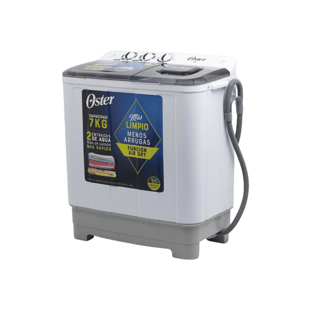 Lavadora Semiautomática Doble Tina Blanca/Gris 7Kg Oster