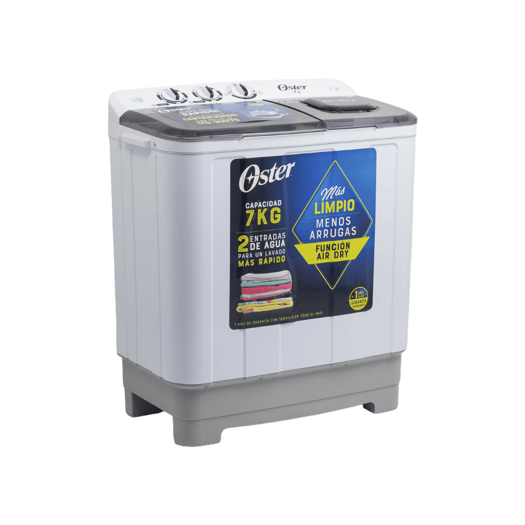 Lavadora Semiautomática Doble Tina Blanca/Gris 7Kg Oster