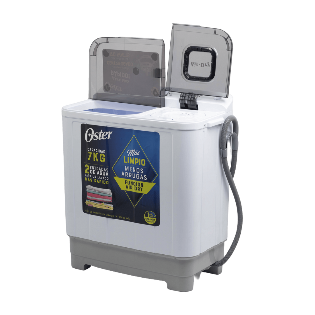 Lavadora Semiautomática Doble Tina Blanca/Gris 7Kg Oster