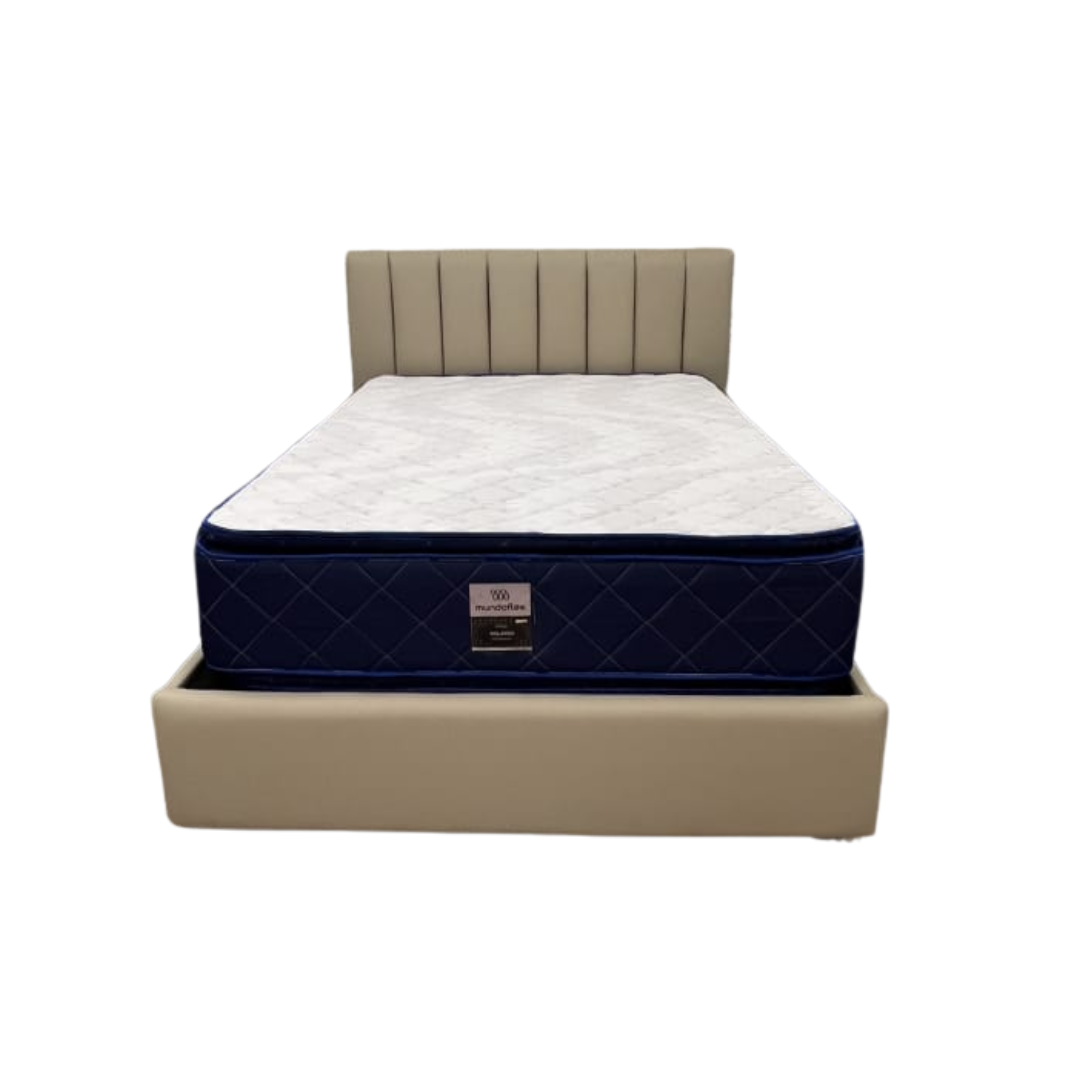 Cama Lineal PREMIUM de Cuero  Acolchada Matrimonial