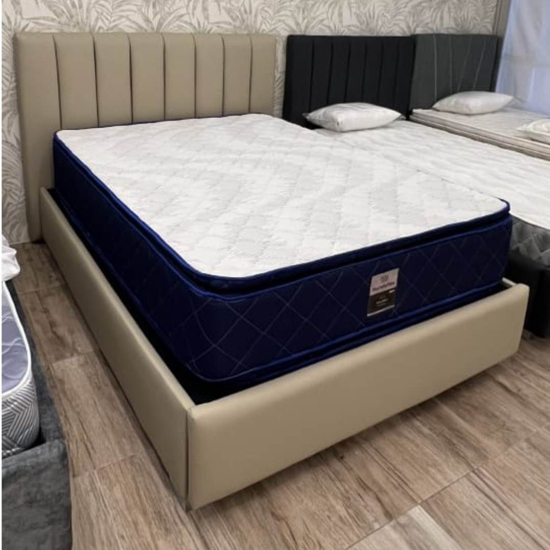 Cama Lineal PREMIUM de Cuero  Acolchada Matrimonial