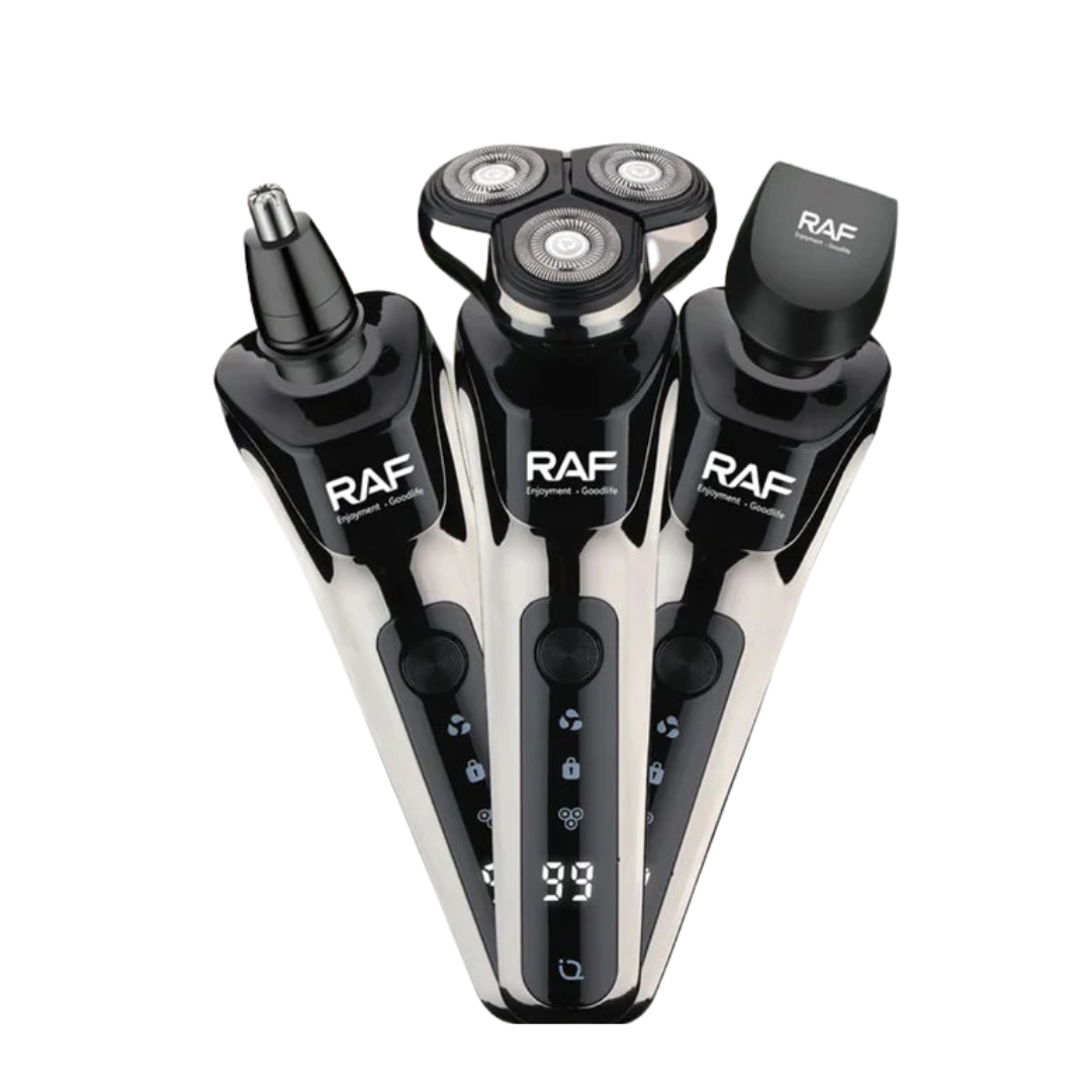 Afeitadora Eléctrica 3 En 1 Recargable USB Con Pantalla Digital. Máquina De Afeitar Multifuncional 7200RPM Con Cabezales Intercambiables Raf