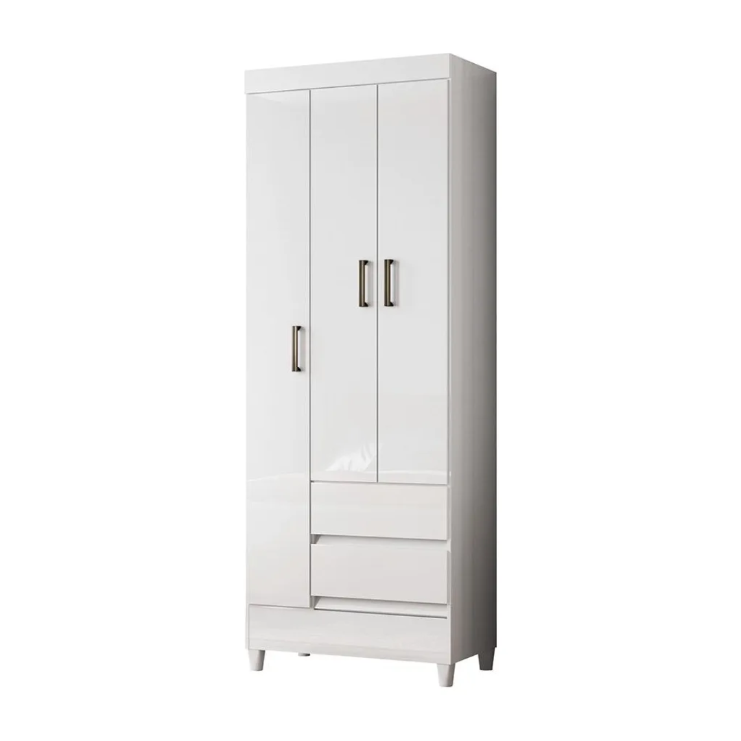 Ropero Moderno 3 Puertas 2 Gavetas Monaco Blanco
