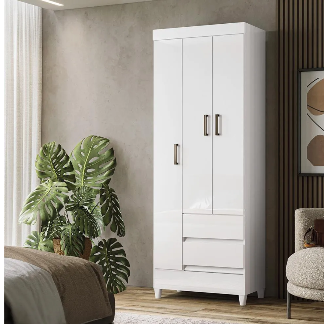 Ropero Moderno 3 Puertas 2 Gavetas Monaco Blanco