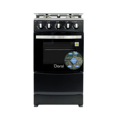 Cocina a Gas 4 Hornillas Tapa de Vidrio Con Encendido Eléctrico Negra Doral