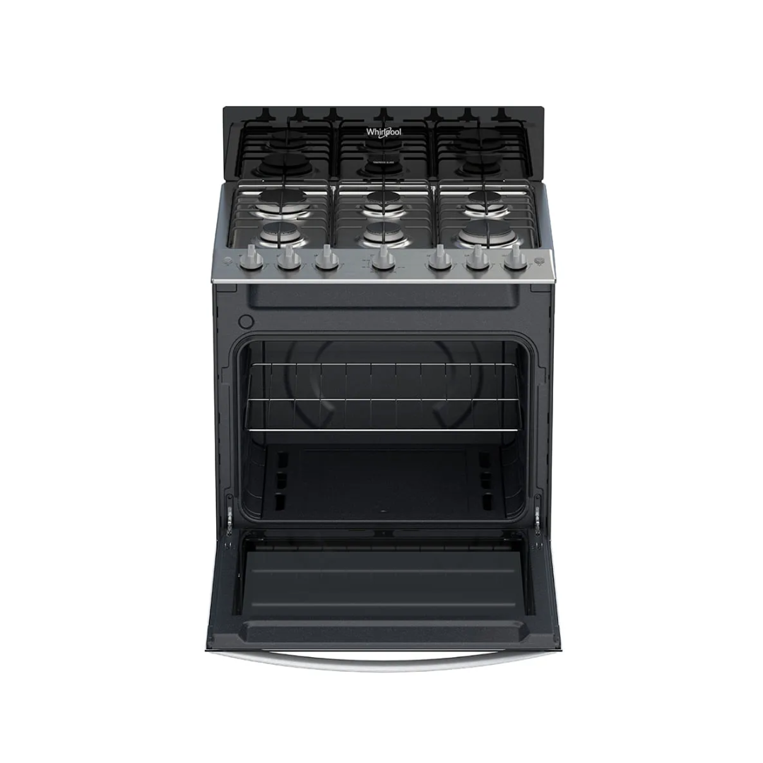 Cocina a Gas 6 Hornillas 76 Cm Acero Negro Whirlpool