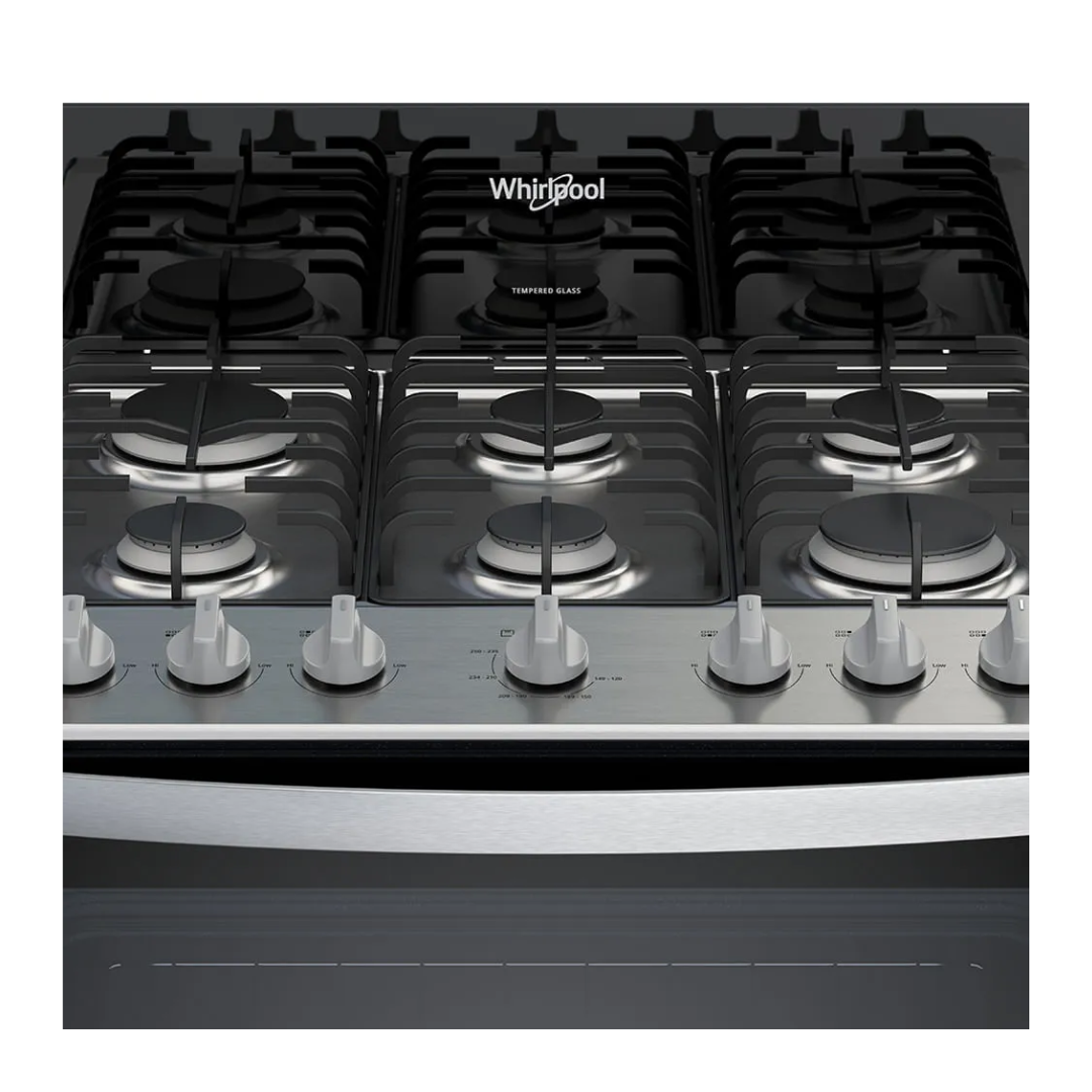 Cocina a Gas 6 Hornillas 76 Cm Acero Negro Whirlpool