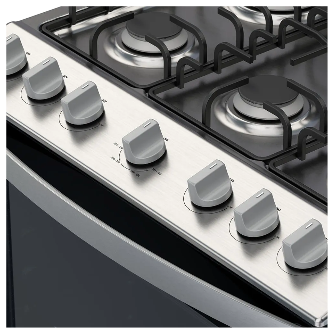 Cocina a Gas 6 Hornillas 76 Cm Acero Negro Whirlpool