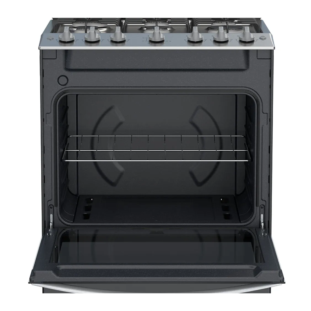 Cocina a Gas 6 Hornillas 76 Cm Acero Negro Whirlpool