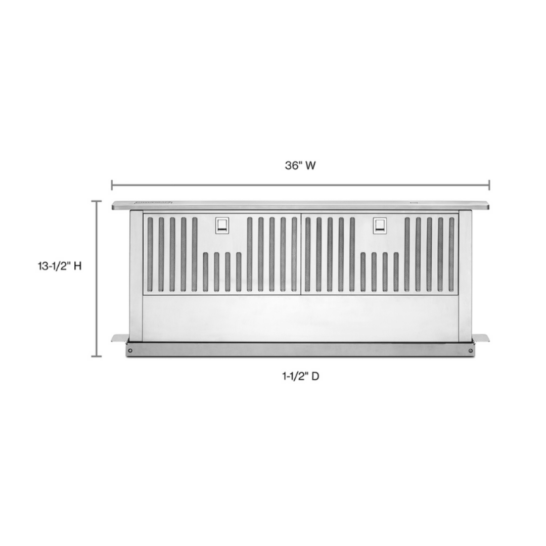 Campana Retráctil de Isla Deslizable Acero Inoxidable 36" Kitchenaid