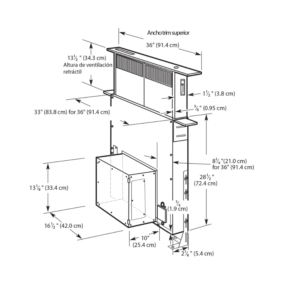 Campana Retráctil de Isla Deslizable Acero Inoxidable 36" Kitchenaid