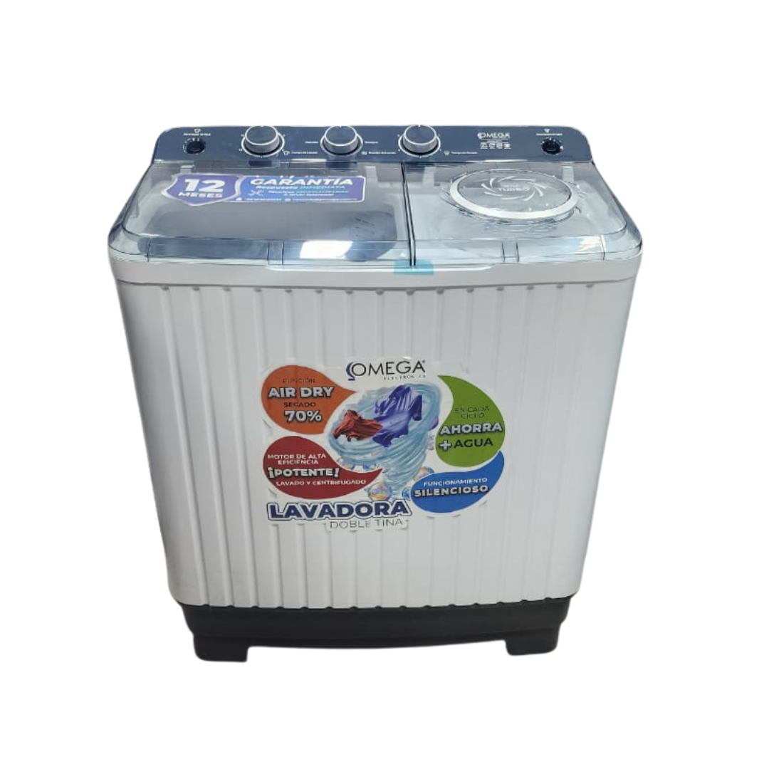 Lavadora Semi Automática Doble Tina  9 Kilos  Omega