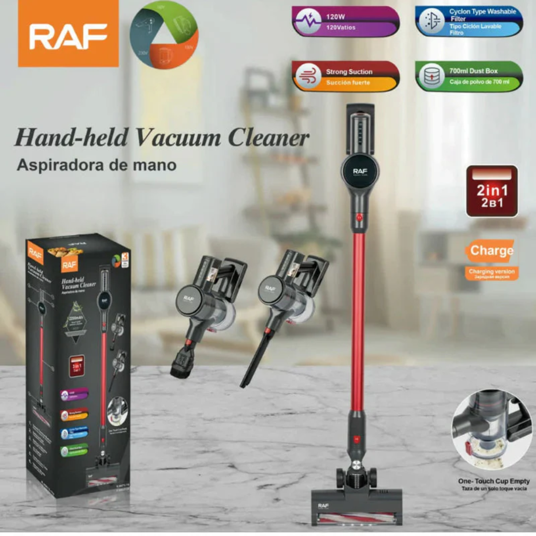 Aspiradora De Mano Inalámbrica 2 En 1 120W Con Filtro Lavable Y Caja De Polvo 700Ml 110V/60 Hz Raf