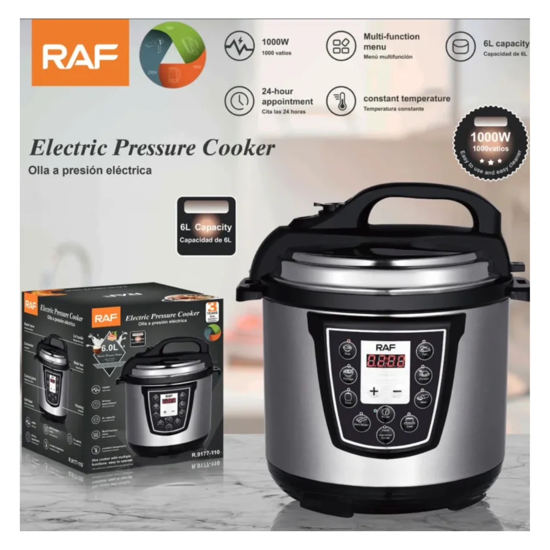 Olla de Presión Eléctrica 6 Litros Acero Inoxidable Raf