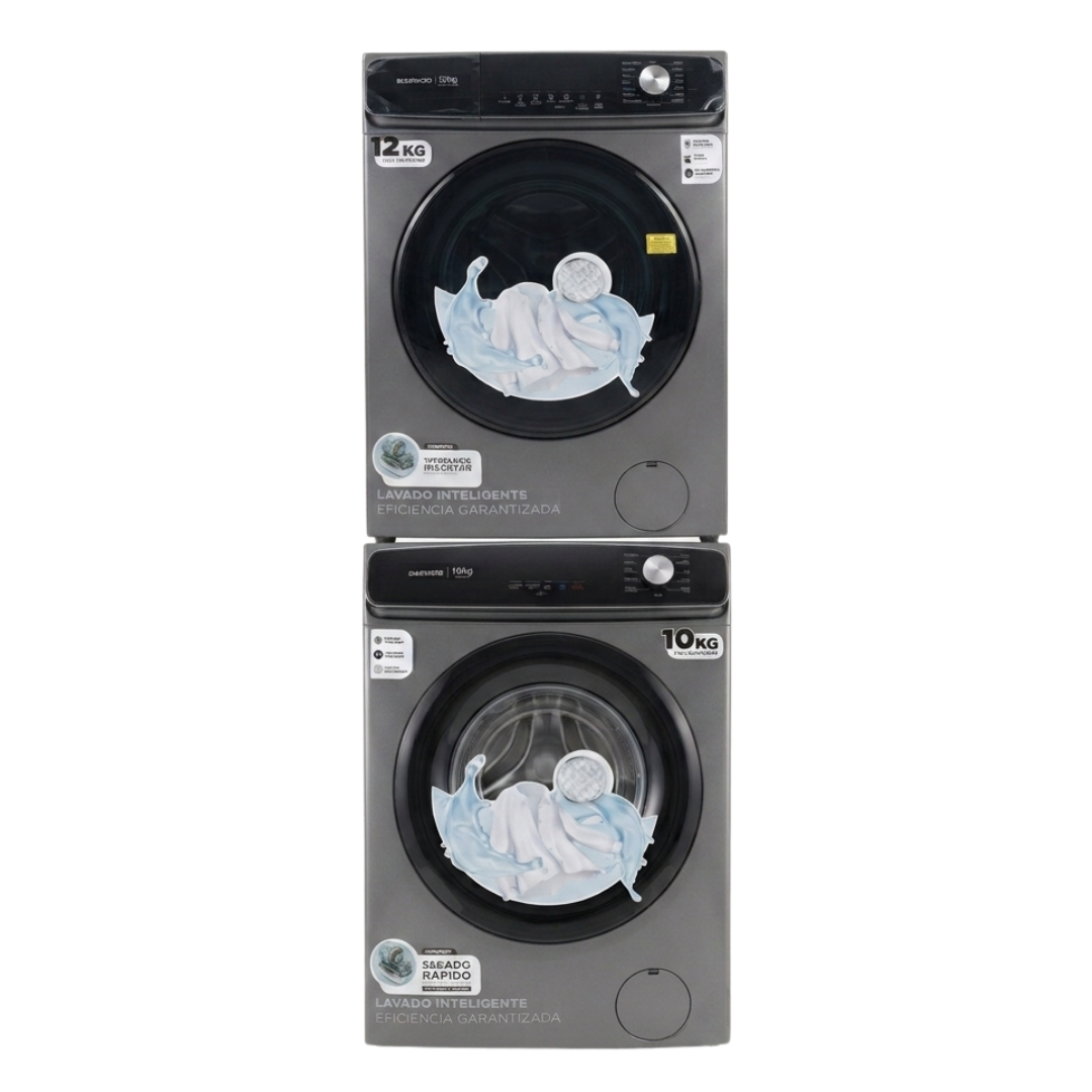 Lavadora y Secadora Apilable Carga Frontal  12kg y 10kg 110V  Daewoo
