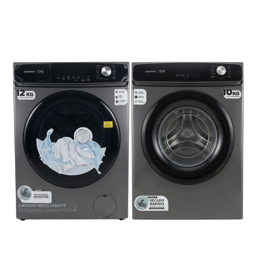 Lavadora y Secadora Apilable Carga Frontal  12kg y 10kg 110V  Daewoo