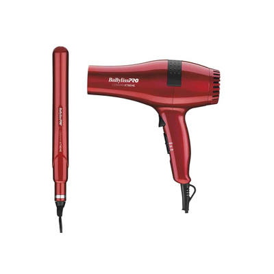 Combo Secador y Plancha Roja 2000Watts BaBylissPRO