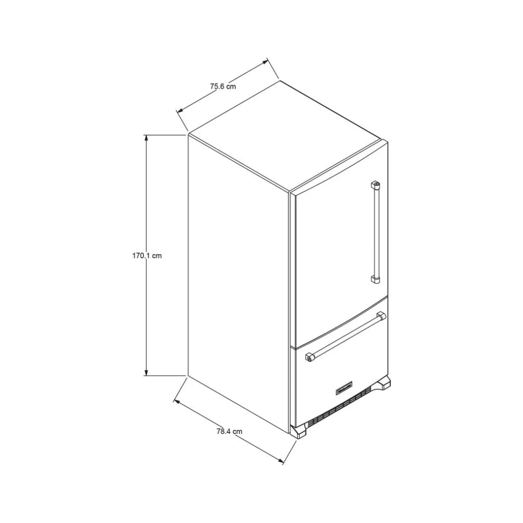 Nevera Bottom Mount 524 L Acero Inoxidable 19 Pies Cu Abertura a la Izquierda Kitchenaid