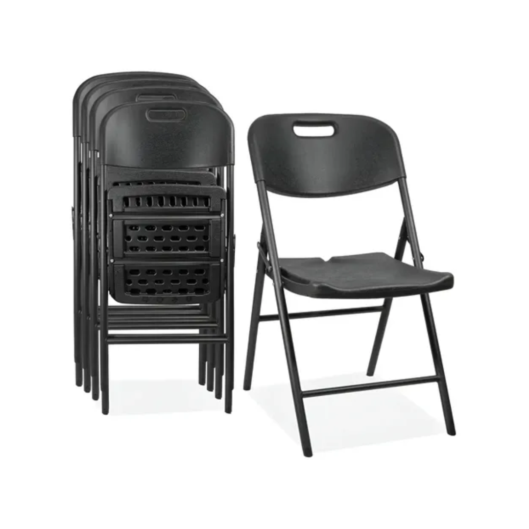 Silla Plegable plastica Resitente Negra Y56 Powerfik