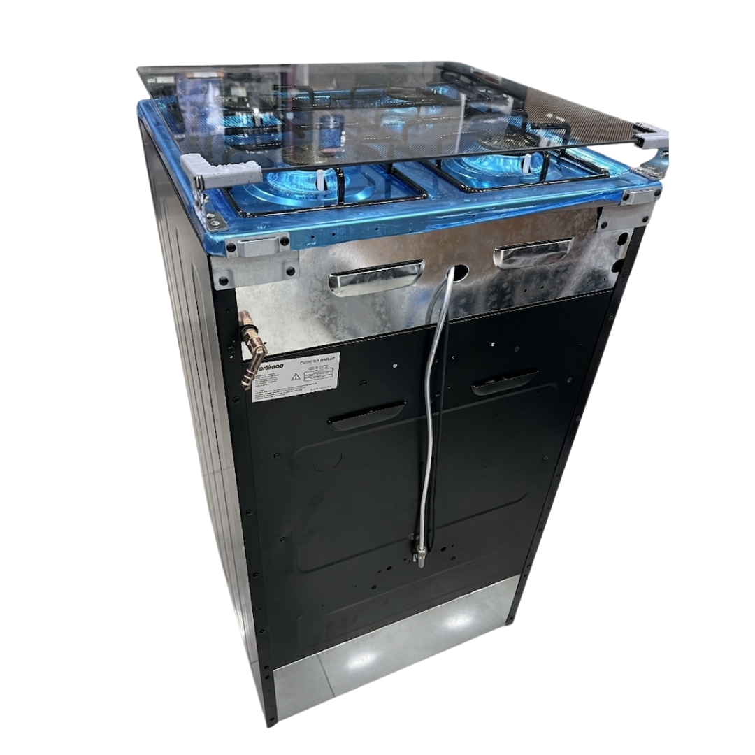 Cocina A Gas 20" 4Hornillas Con Tapa de Vidrio + Encendido Por Fricción Acero Inoxidable Tornado