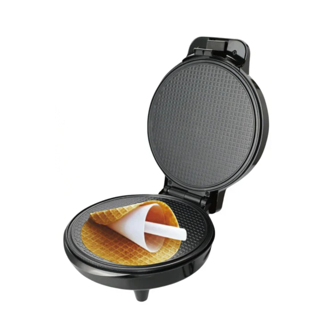 Máquina Para Conos de Waffles 1000W Con Cocción Doble Y Placa Antiadherente 110V /60Hz. Rollos De Waffle RAF